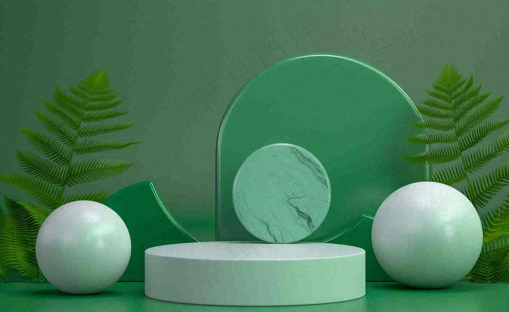 美妆护肤3d展台清新背景