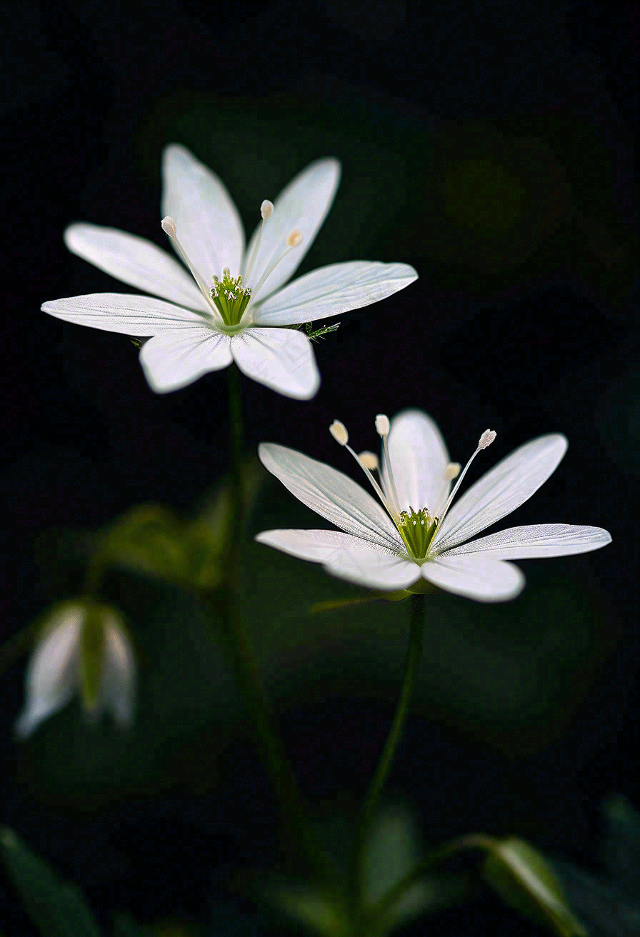 春天盛开的小白花小清新立春春分摄影图