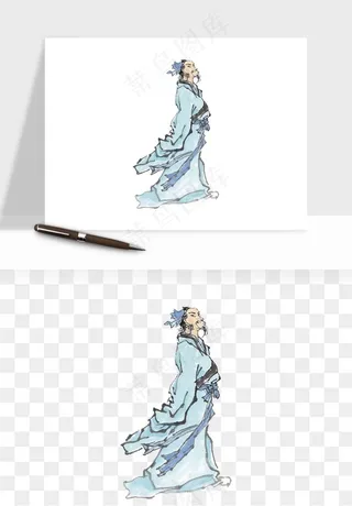 手绘古代诗人文人png免抠
