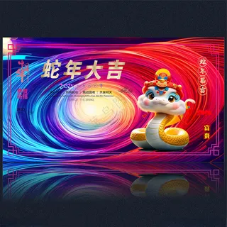 2025新年蛇年蛇年字体设计海报