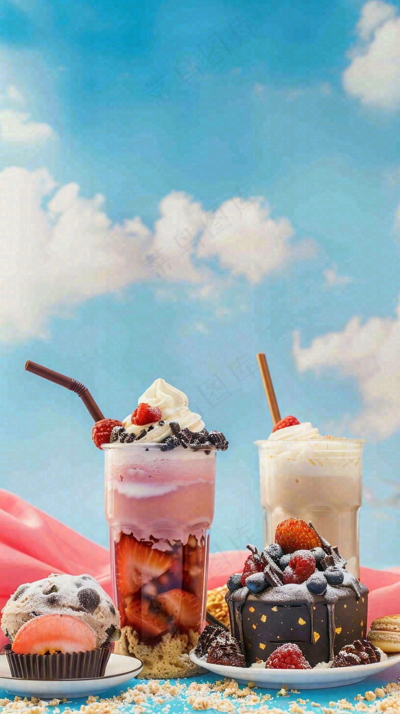夏日饮品饮料清凉背景