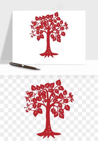 传统剪纸植物花卉png免抠