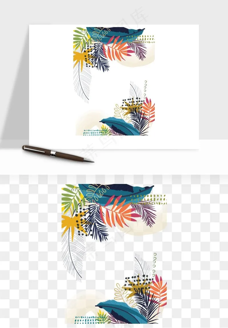 植物花卉边框装饰png免抠