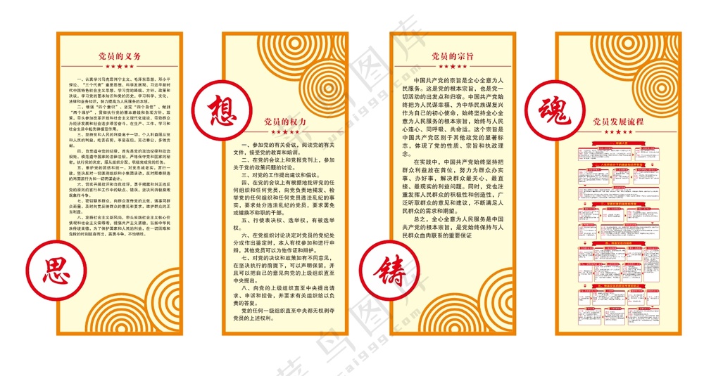 矢量党员权利义务形象墙