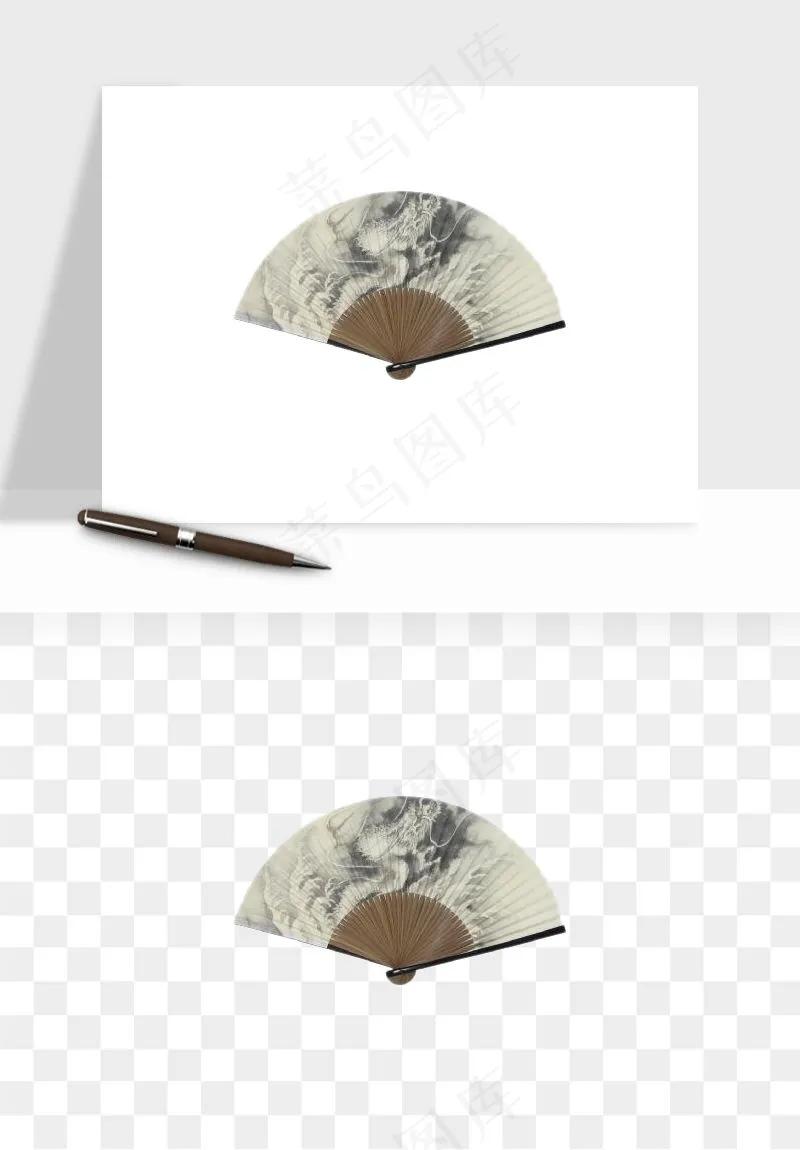 古风扇子元素png免抠