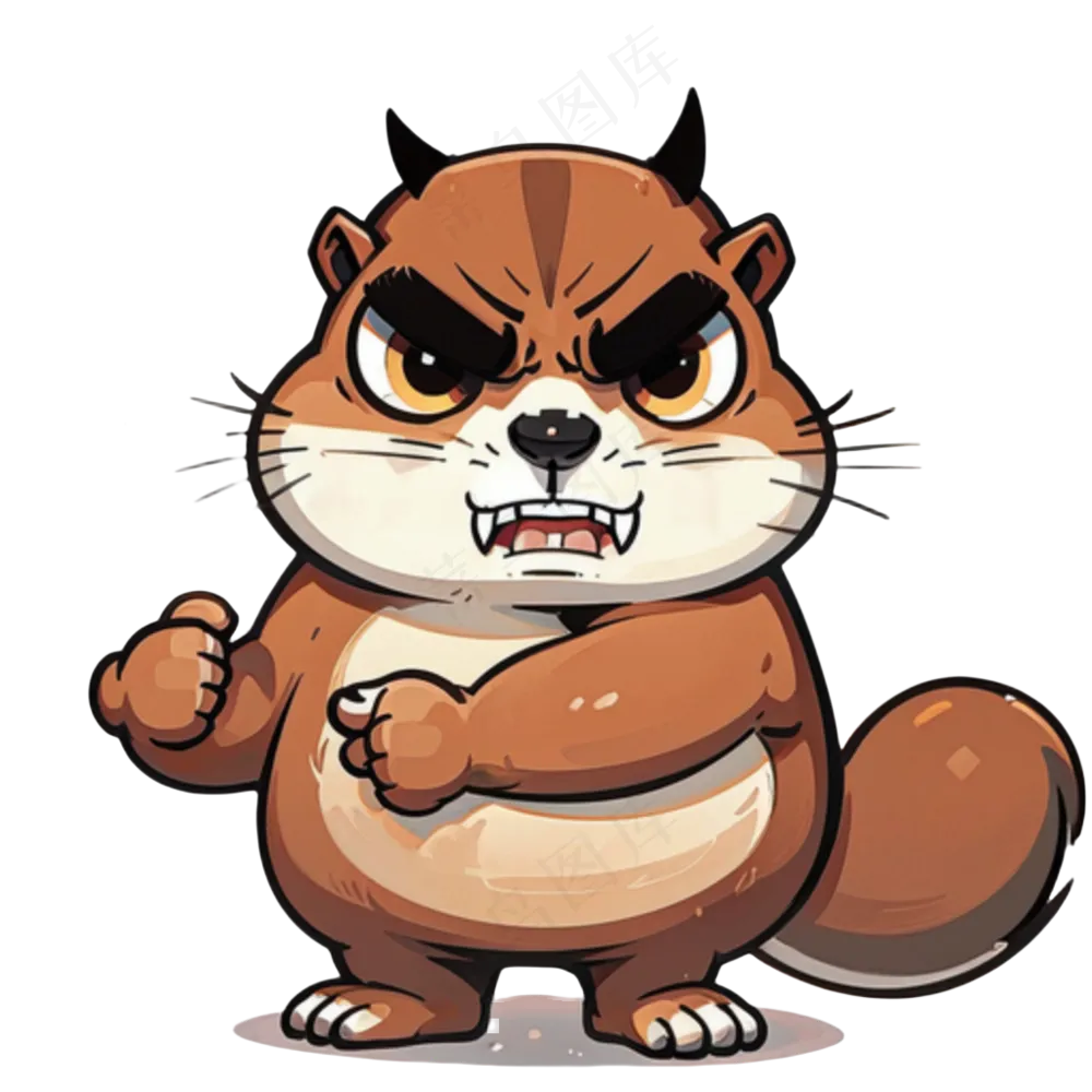 生气土黄色卡通胖胖松鼠免抠图