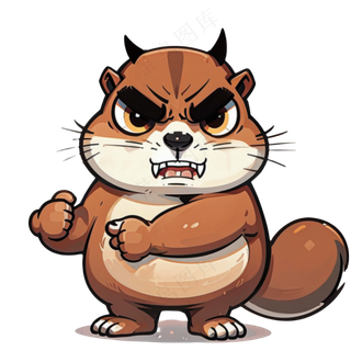 生气土黄色卡通胖胖松鼠免抠图