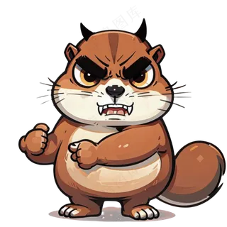 生气土黄色卡通胖胖松鼠免抠图