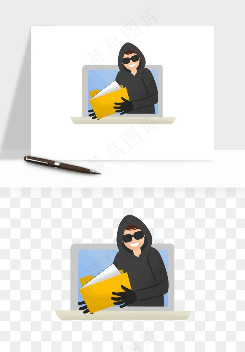 卡通小偷黑客png免抠