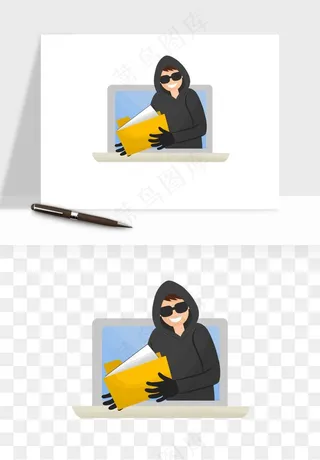 卡通小偷黑客png免抠