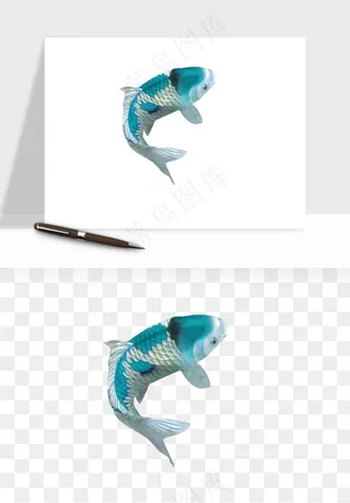 锦鲤鱼手绘水墨png免抠