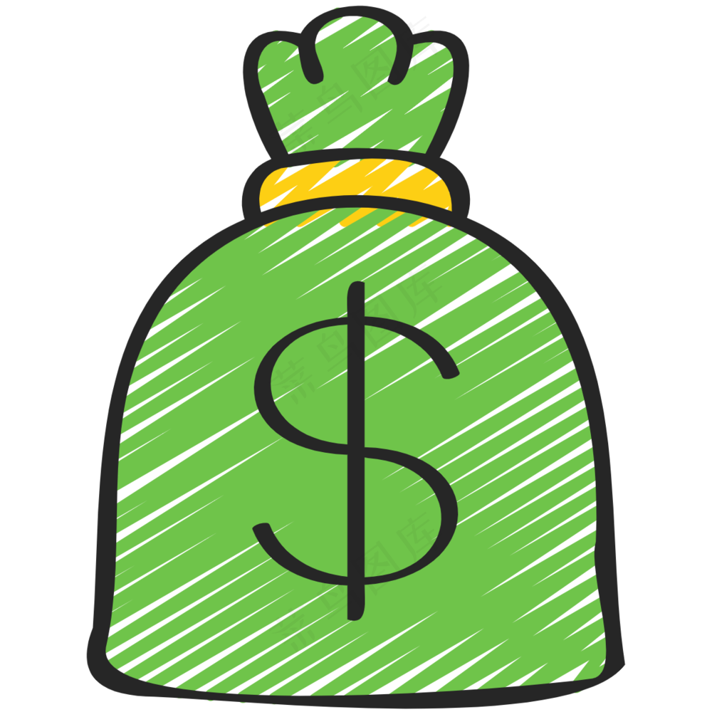 一袋钱 铅笔手绘图标 icon