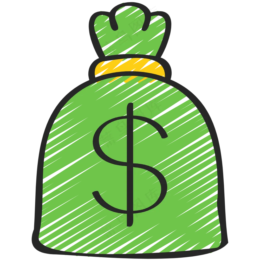 一袋钱 铅笔手绘图标 icon