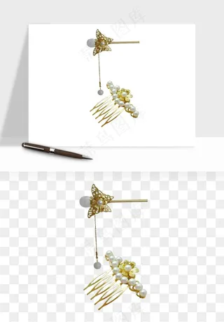 古风发簪头饰配饰png免抠