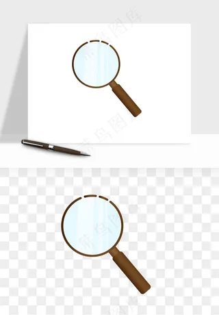 手绘放大镜镜片png免抠