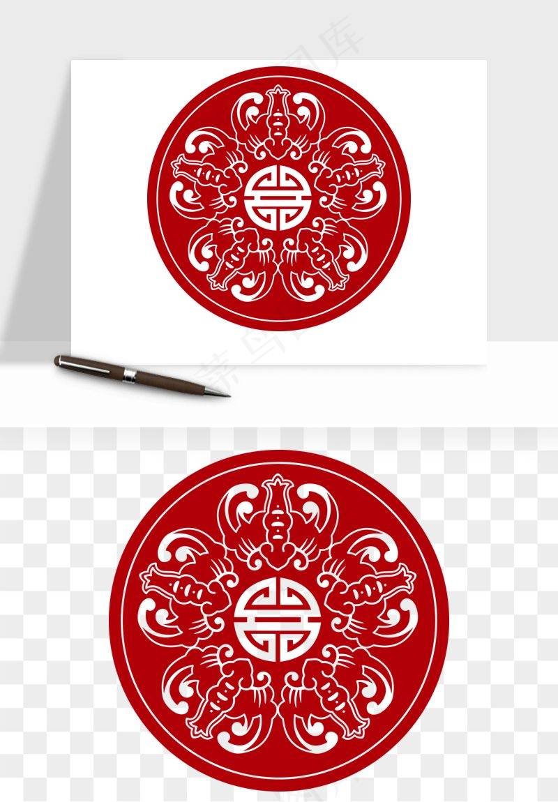 传统窗花剪纸图案png免抠