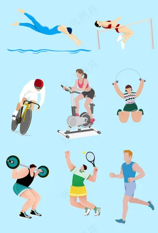 体育健身拼博人物造型元素大合集