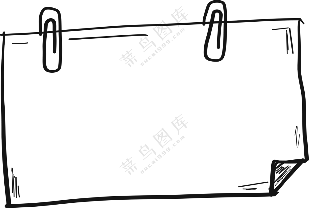 曲别针装饰的手绘照片边框免抠素材
