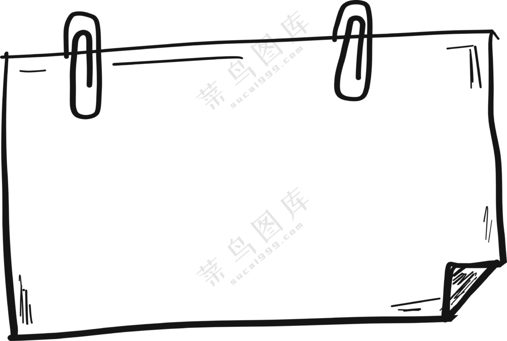 曲别针装饰的手绘照片边框免抠素材