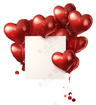 空白卡片心形气球