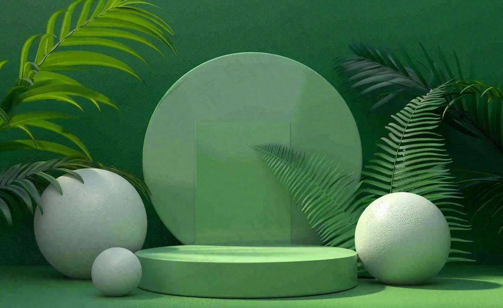 美妆护肤3d展台清新背景