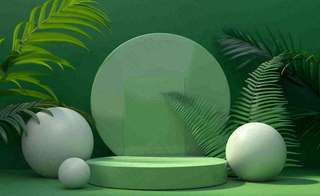 美妆护肤3d展台清新背景