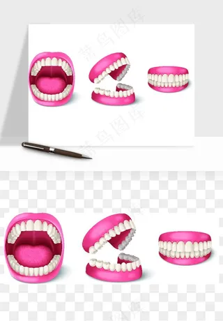 牙齿手绘矢量png免抠