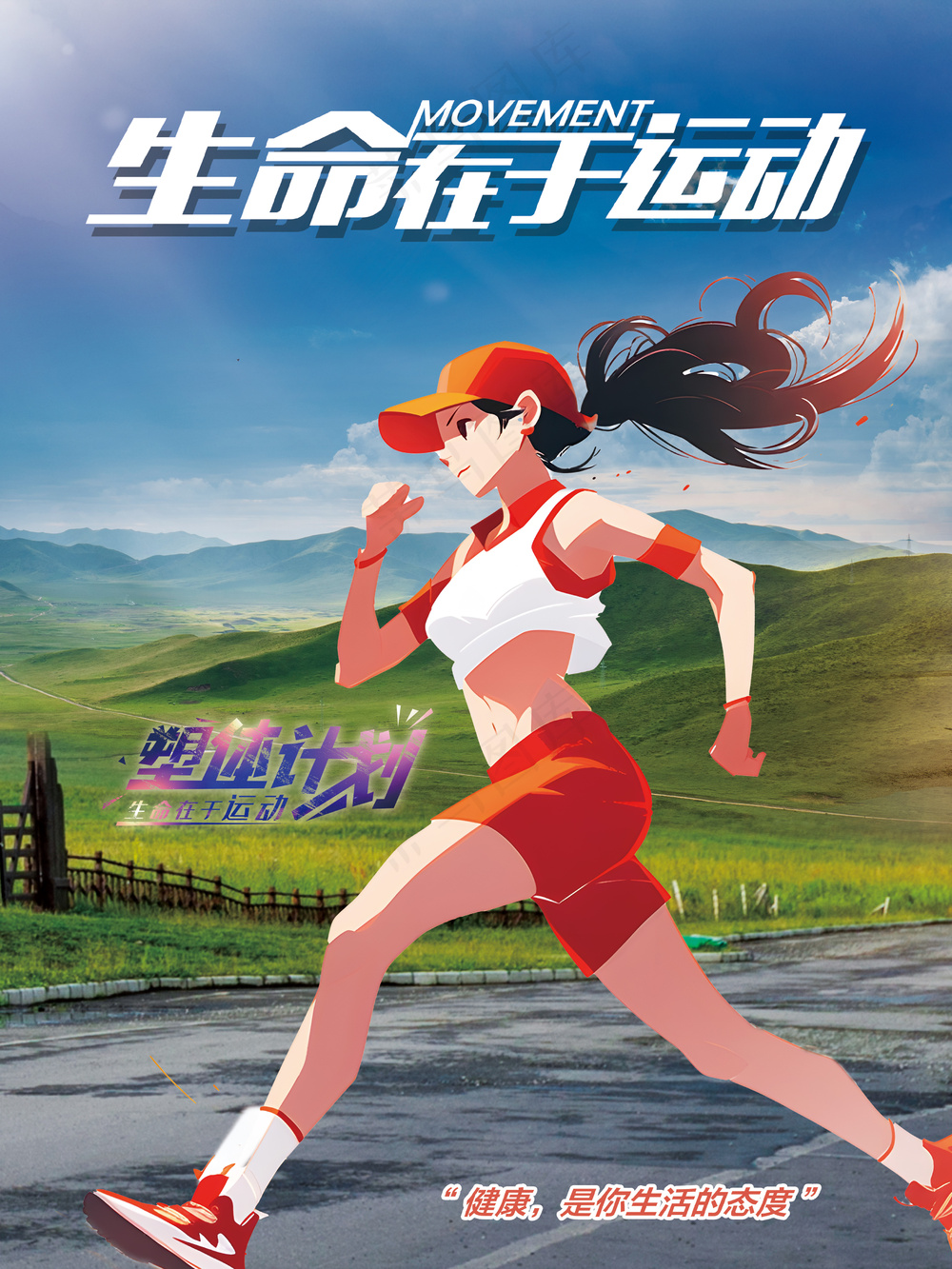 生命在于运动塑体计划健身海报