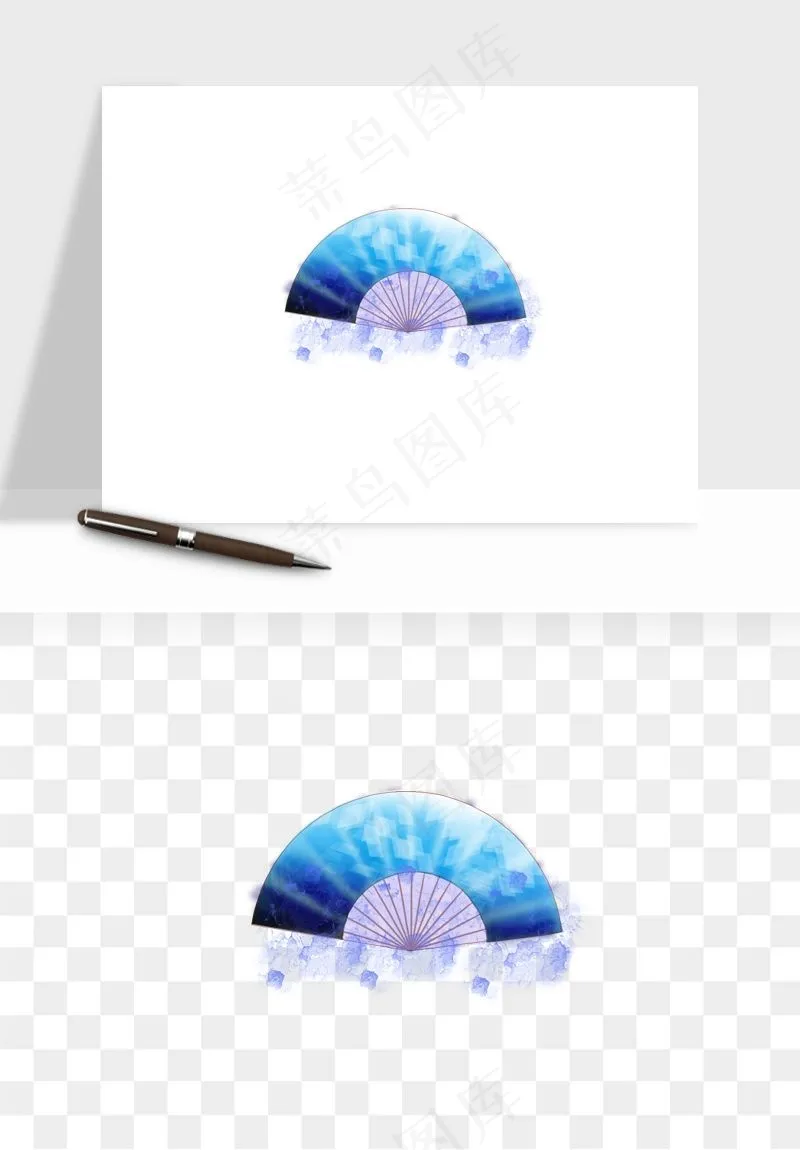 古风扇子元素png免抠