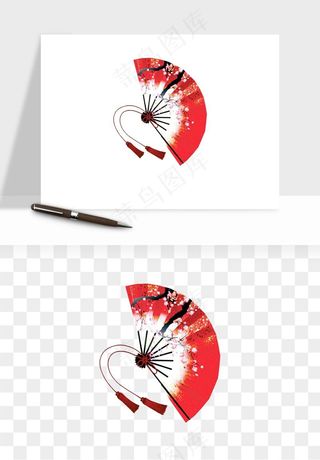 古风扇子元素png免抠