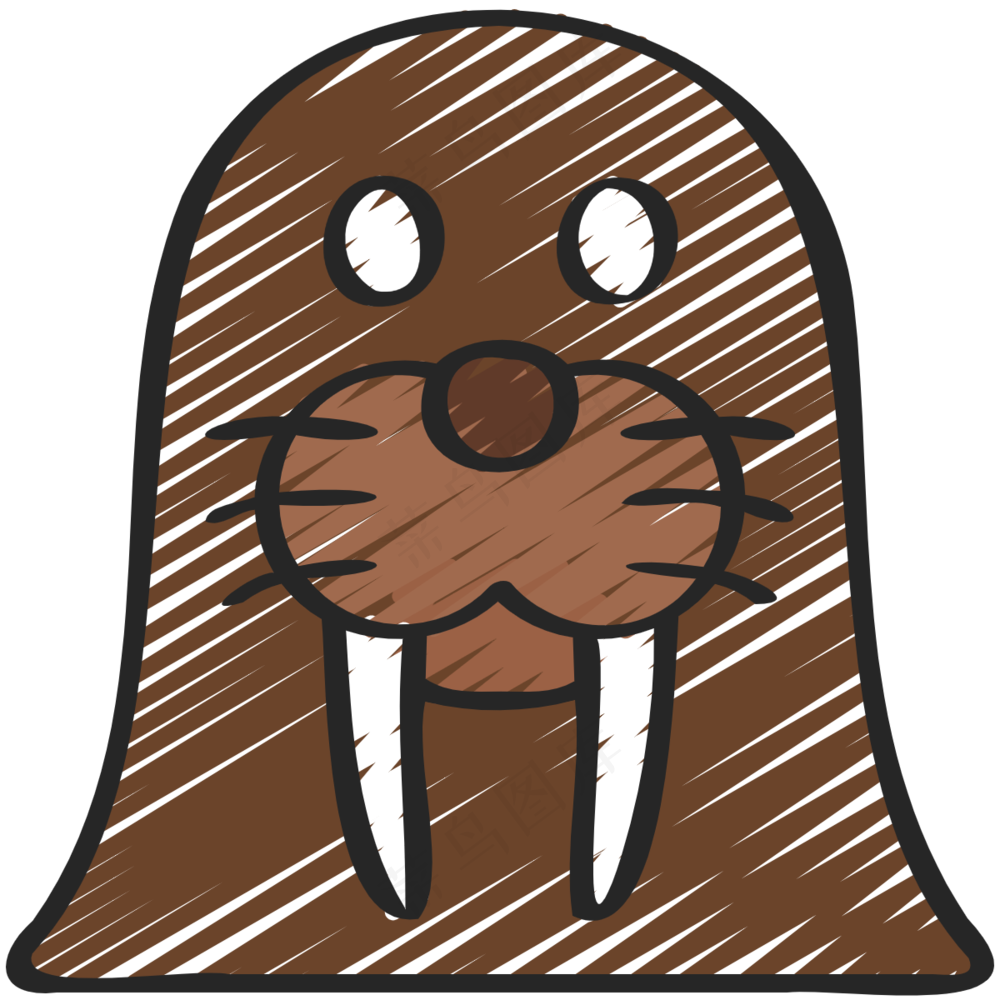 海象头像 铅笔手绘图标icon