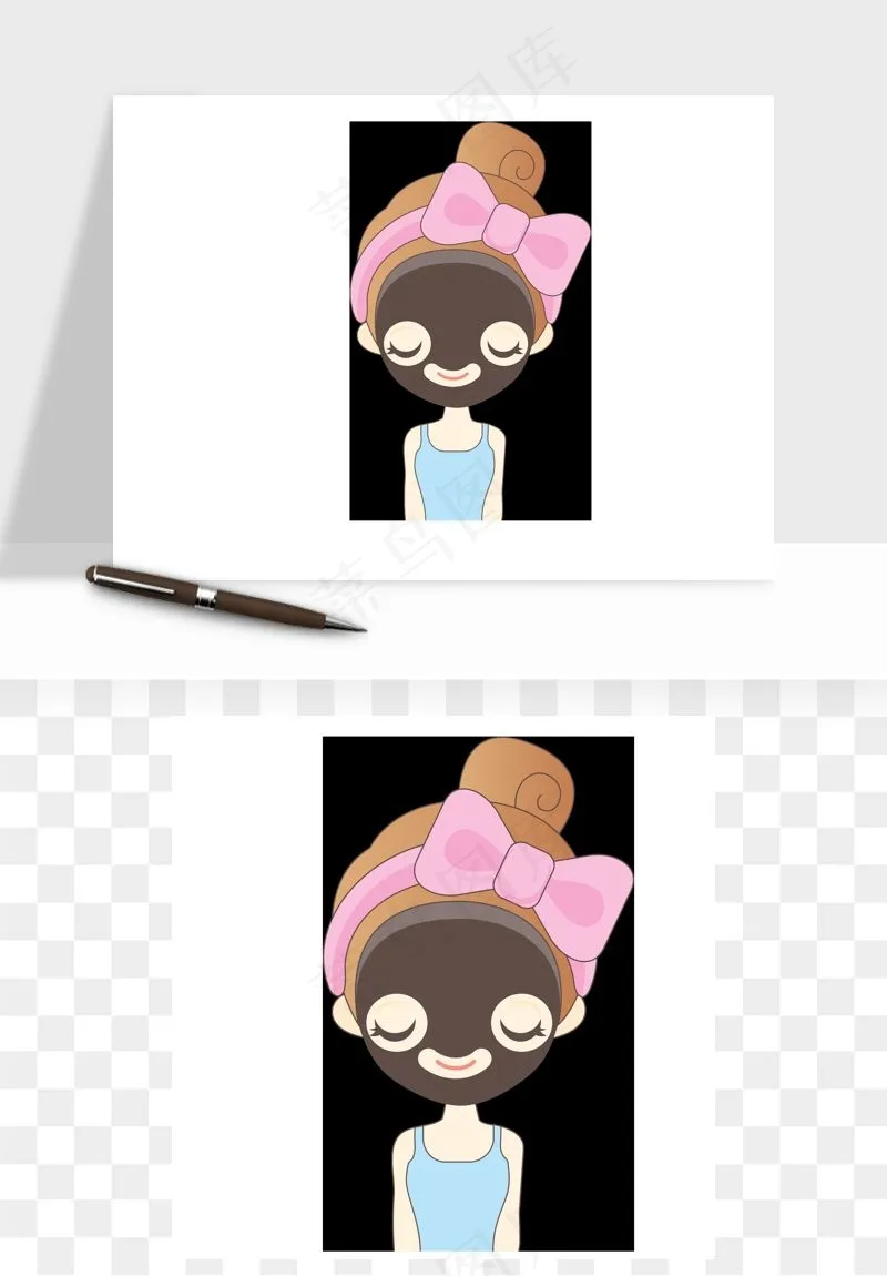 手绘面部人物护肤矢量