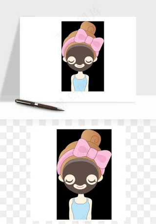 手绘面部人物护肤矢量