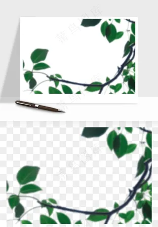 绿叶虚化前景树枝png免抠