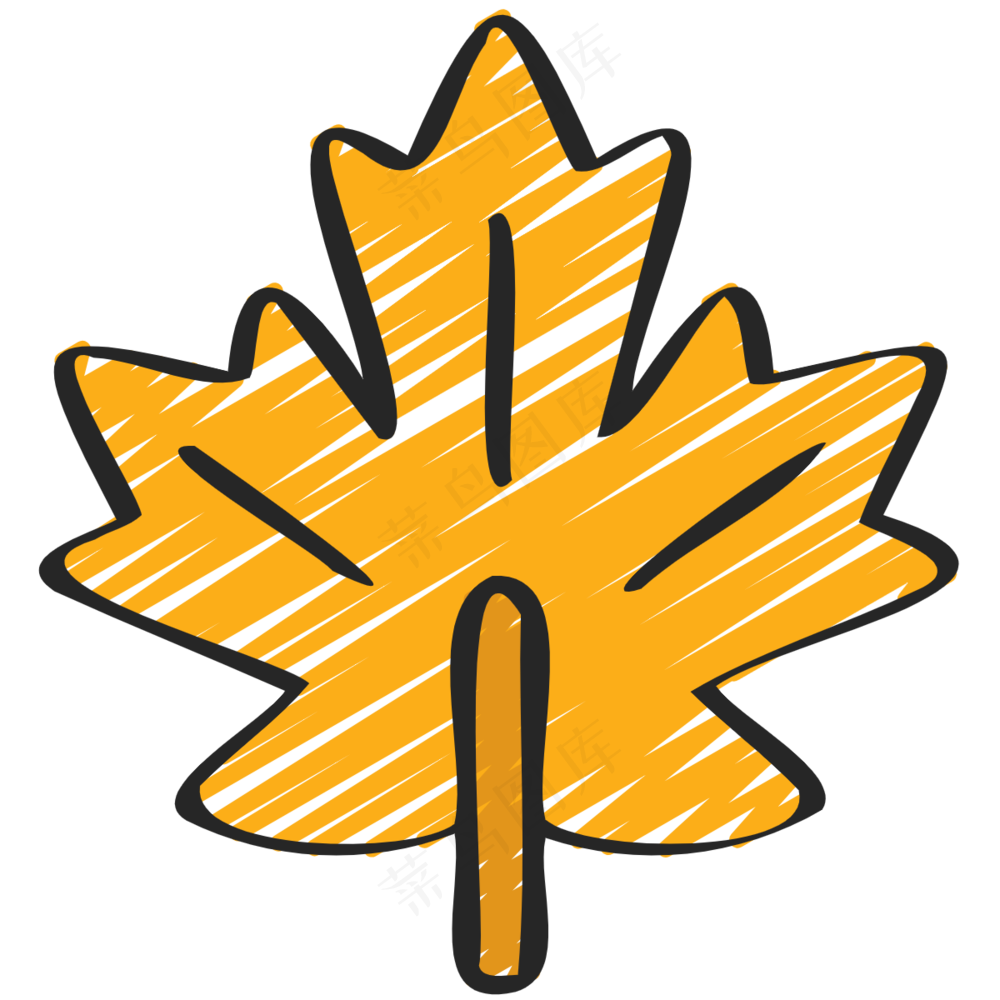 黄色枫叶 铅笔手绘图标icon