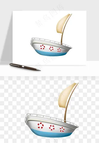 手绘航行帆船png免抠