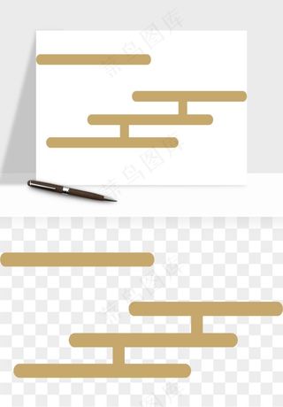 国潮线条祥云装饰png免抠