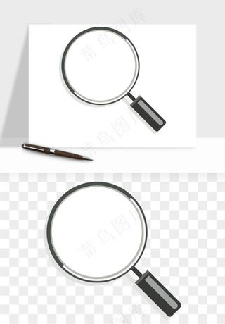 手绘放大镜镜片png免抠