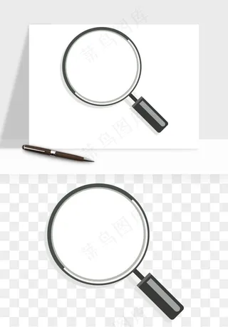 手绘放大镜镜片png免抠