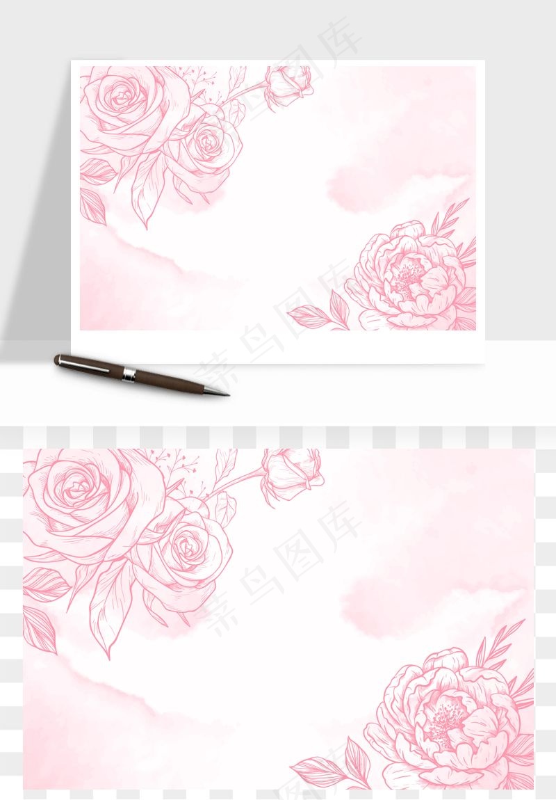 水彩花卉手绘矢量背景