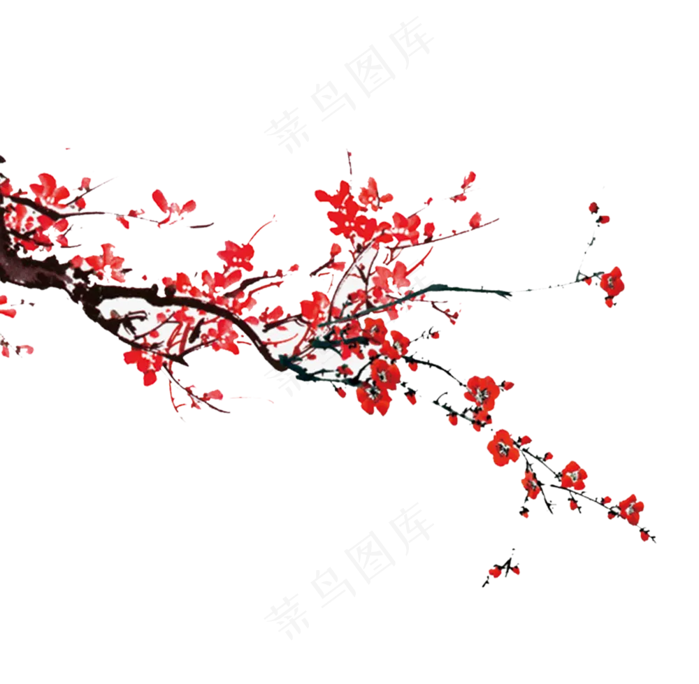免扣梅花树枝图