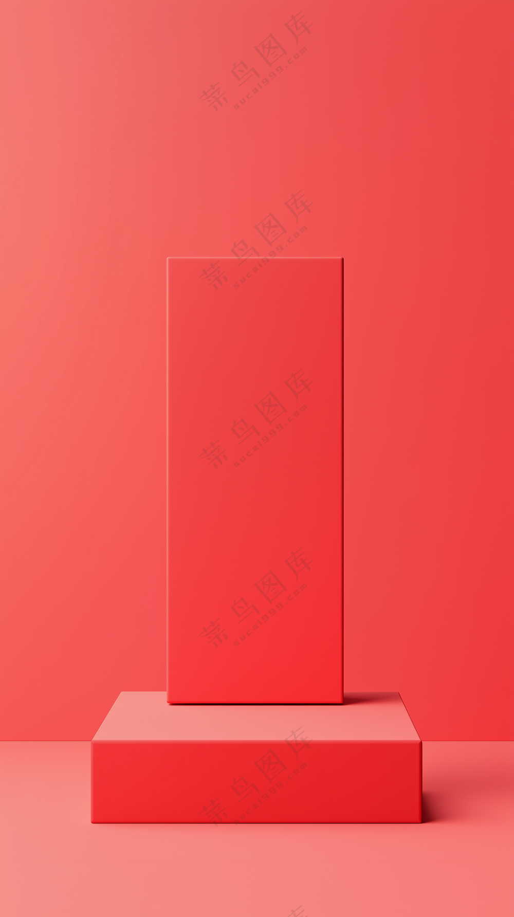 红色高级简约C4D3D渲染风格电商活动光影几何图形纹理背景海报