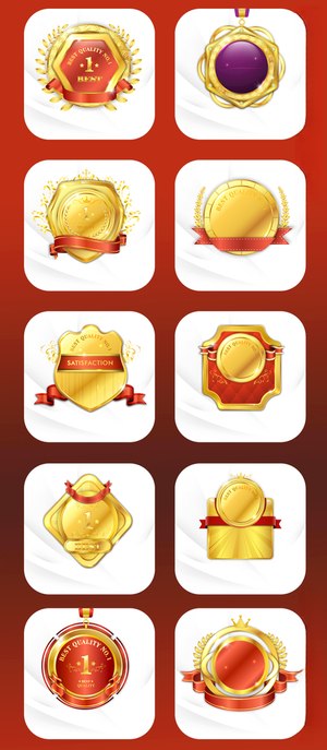 金色勋章立体奖章素材合集银牌奖牌