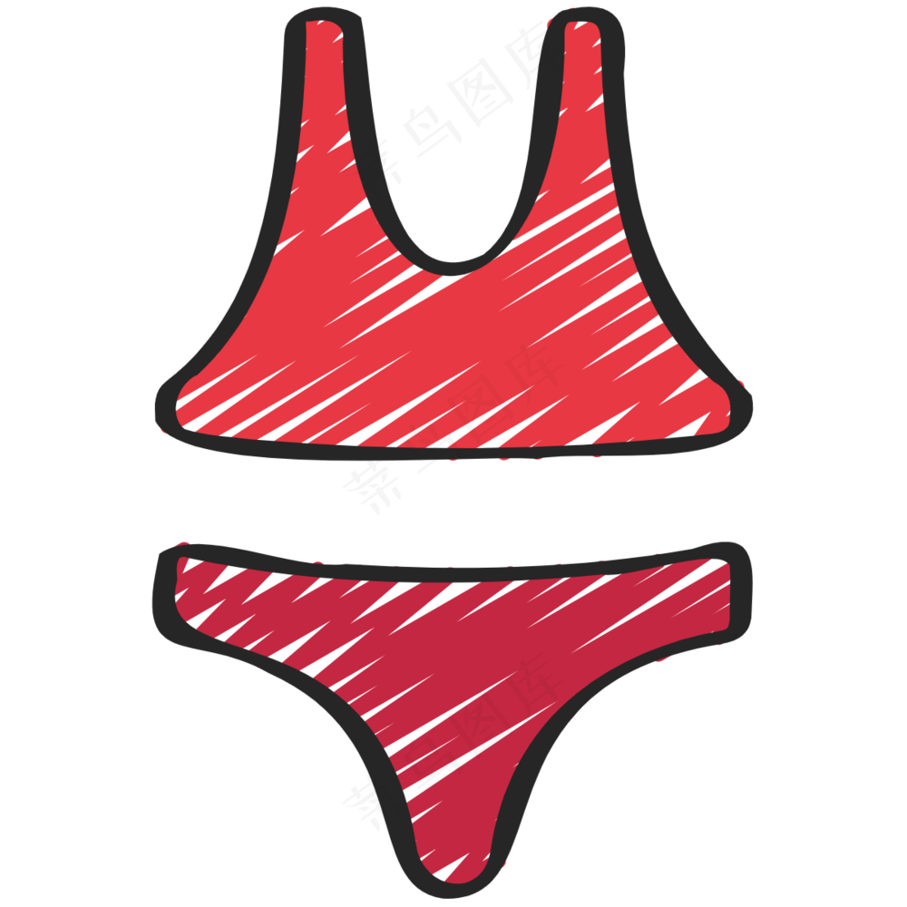红色比基尼 铅笔手绘图标 icon