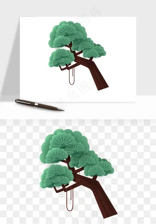 国潮松树松枝松叶png免抠