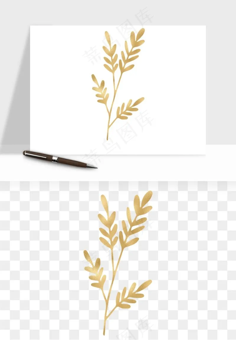 金色植物花环边框png免抠