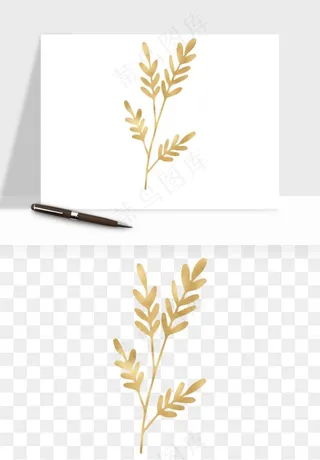 金色植物花环边框png免抠