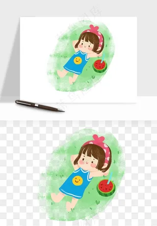 手绘节气人物插画png免抠