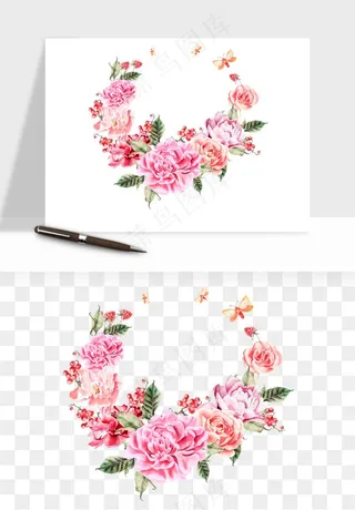 水彩复古花卉png免抠