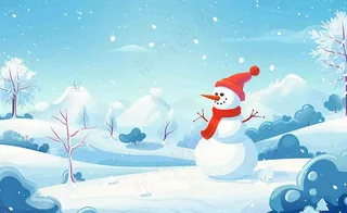 冬天白雪覆盖寒冷唯美雪景小寒插画背景